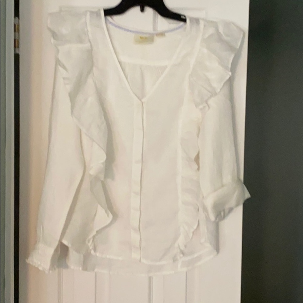 Maeve for Anthropologie white linen top
